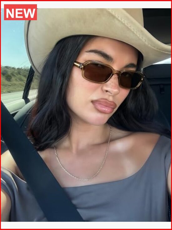 Retro Small Rectangular Sunglasses 90s Narrow Frame UV400 Protection Lightweight main image 7